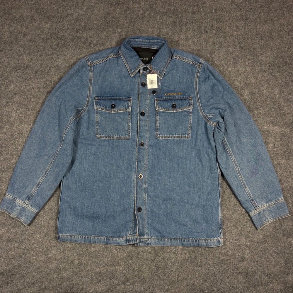 Coach Denim Overshirt Quilted Lining Mens S Medium Indigo Cotton Jacket NWT $550